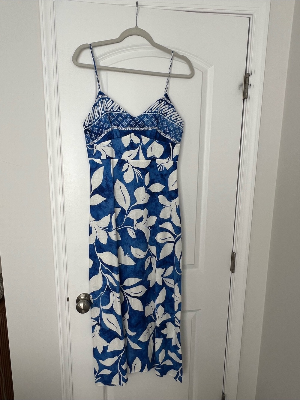 Zara Blue & White Floral Maxi Slip Dress